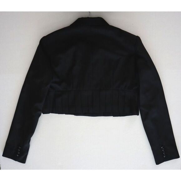 The Kooples Women's Sz 38 Black Short Wool-Blend Pleated Blazer Jacket - Picture 8 of 8